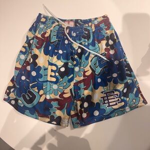 Eric Emanuel Blue and Yellow Patterned Mesh Swim Shorts